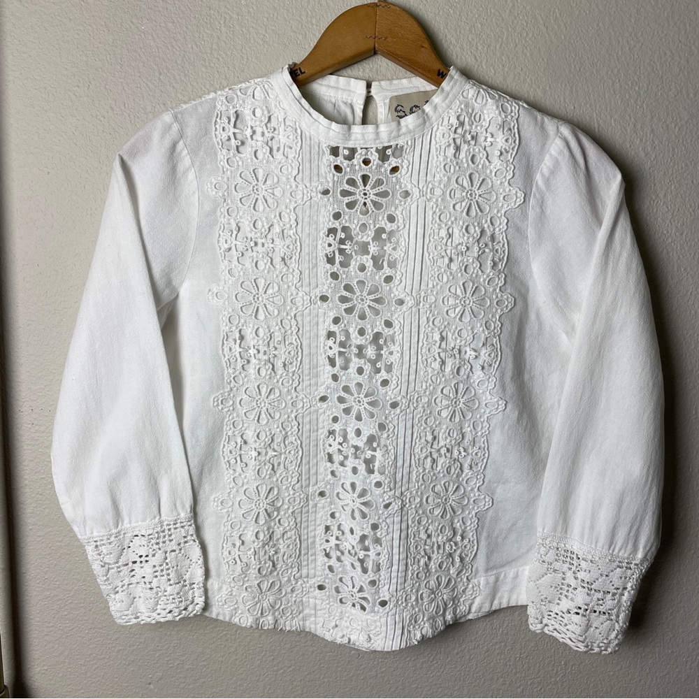 SEA NEW YORK Snowflake Broderie Anglaise Lace Pleat Top Extra Small